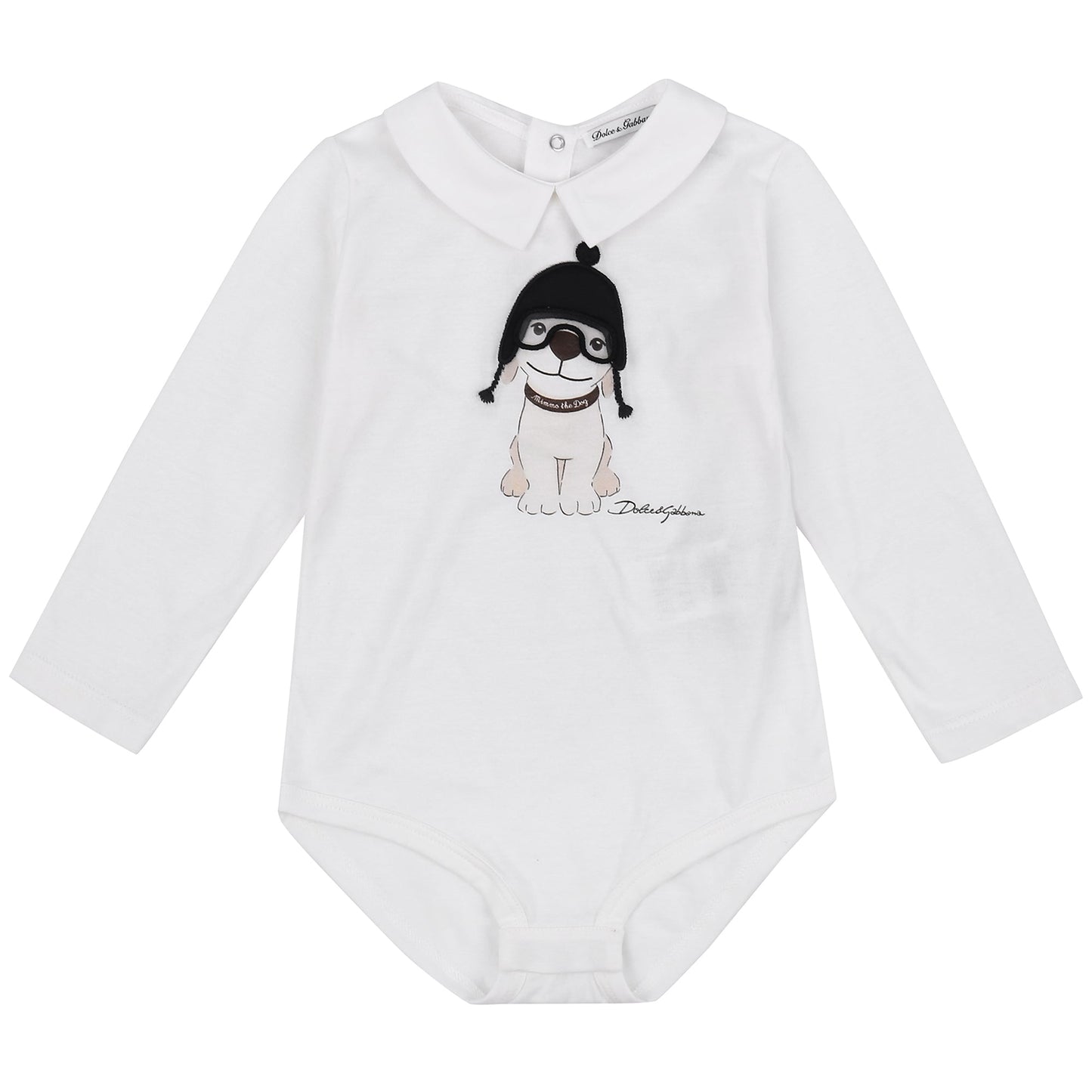 Baby White Dog Babygrow With Collar