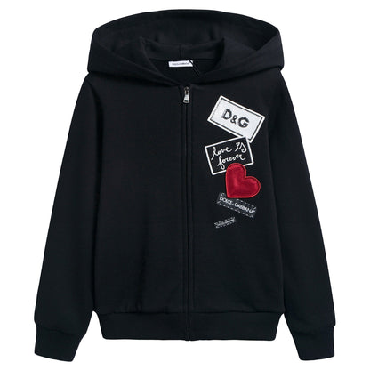 Girls & Boys Black "LOVE" Cotton Coat