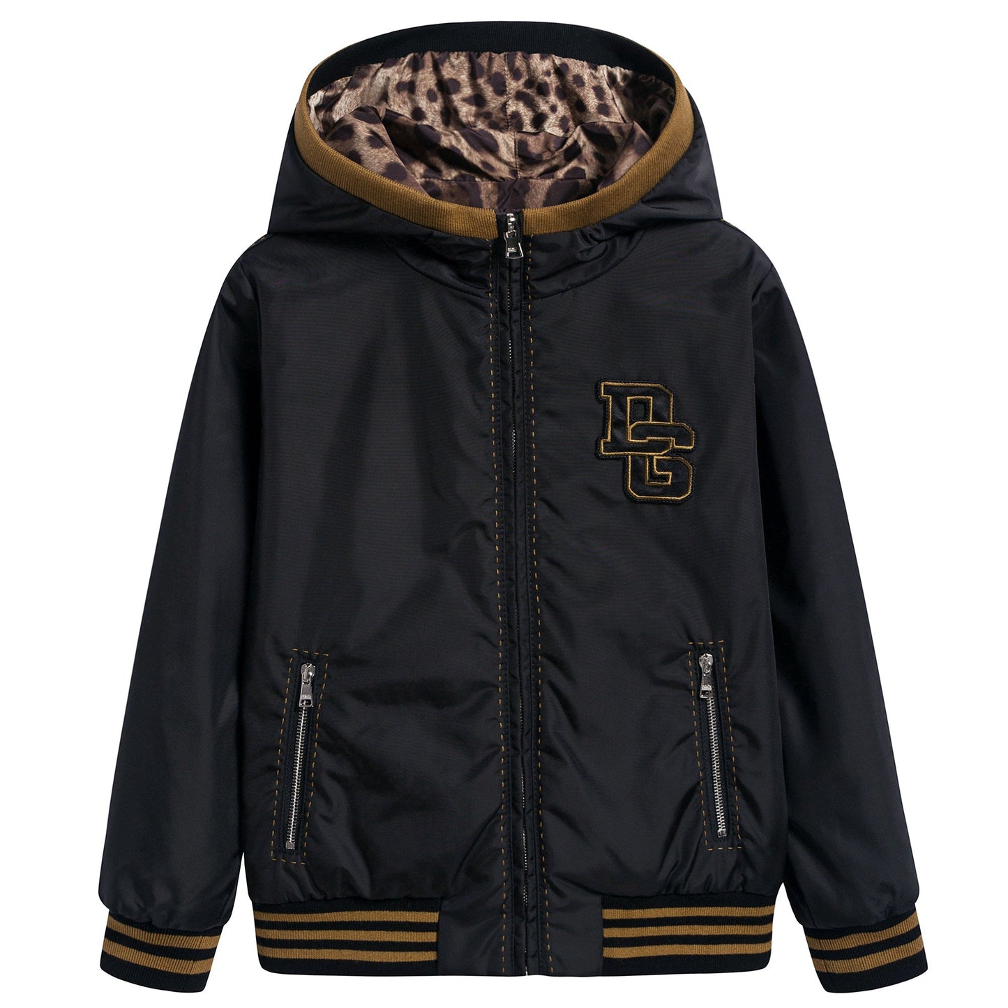 男童黑色&黄色条纹双面外套