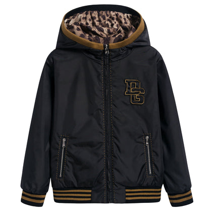 男童黑色&黄色条纹双面外套