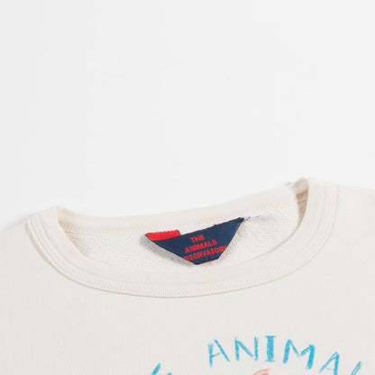 Girls Raw White Dog Cotton Sweatshirt