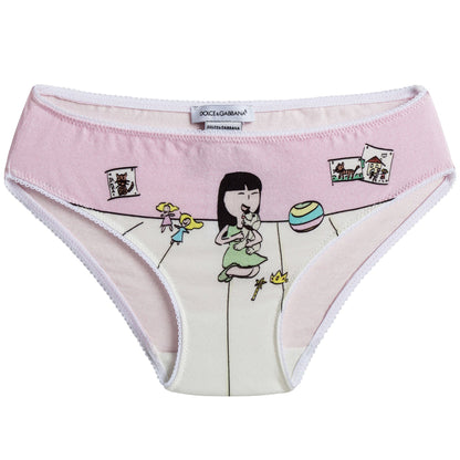 Baby Girls Pink Fancy Printed Top & Underwear Gift Box Set