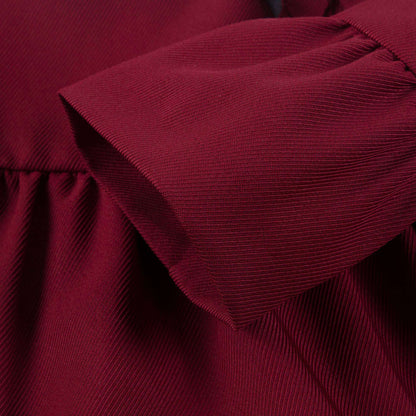 Girls Dark Red Tiered Wool Dress