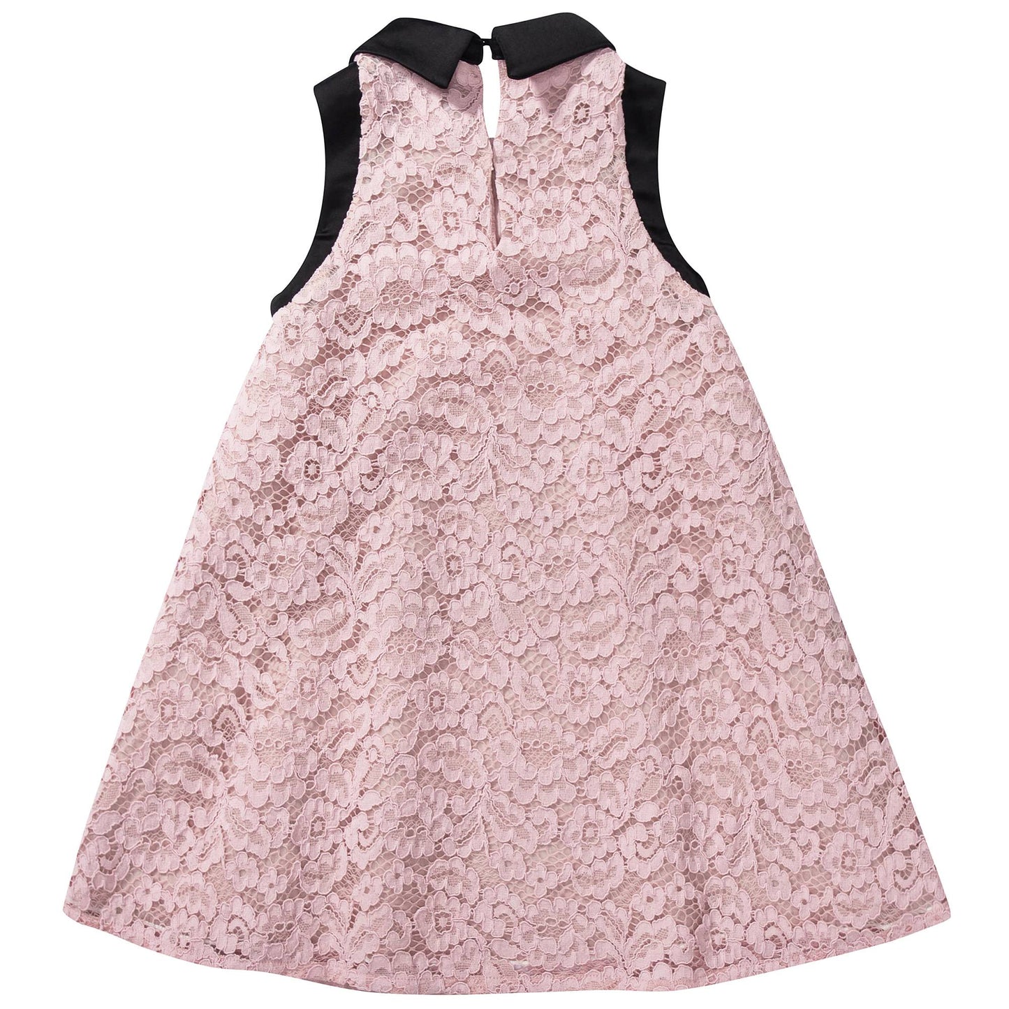 Girls Pink Black Collar Cotton Dress