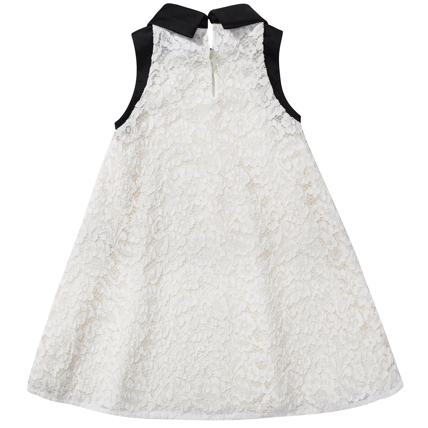 Girls White Black Collar Cotton Dress
