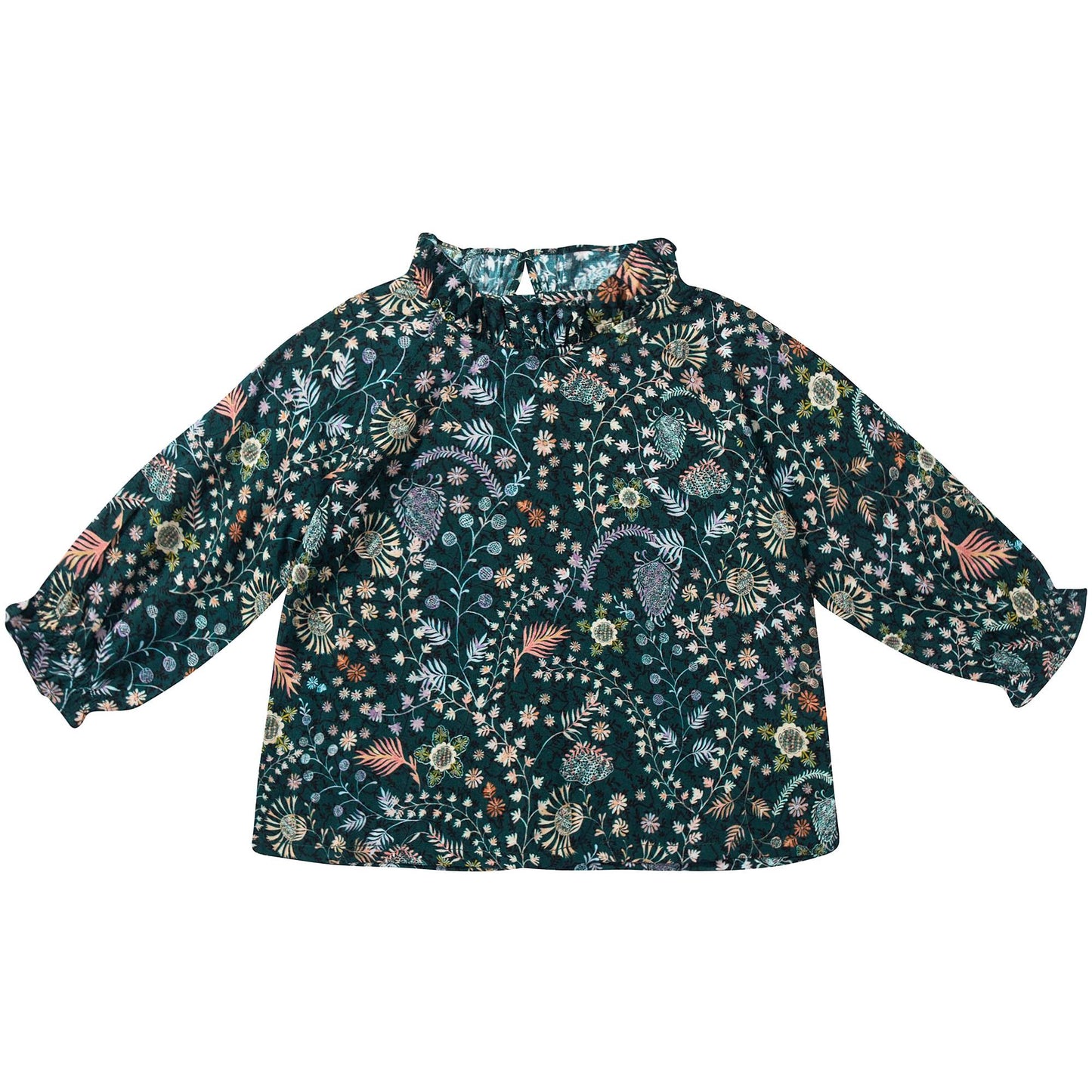 Baby Girls Dark Green Printed Blouse