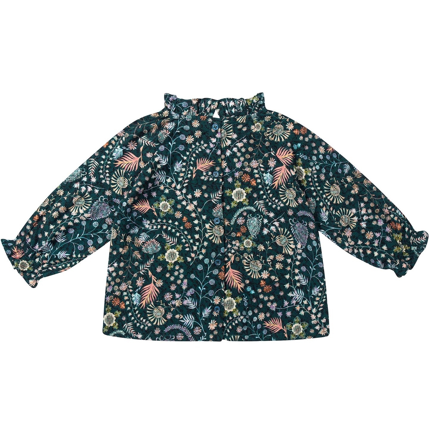 Baby Girls Dark Green Printed Blouse