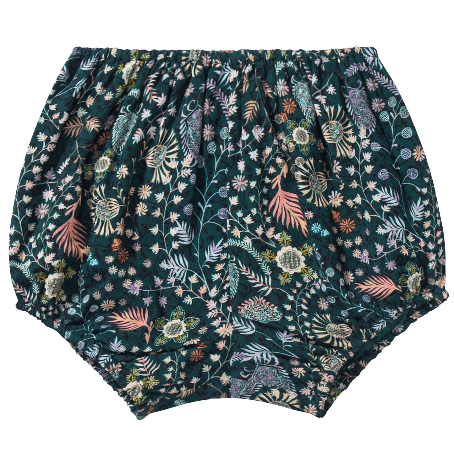 Baby Girls Dark Green Printed Shorts
