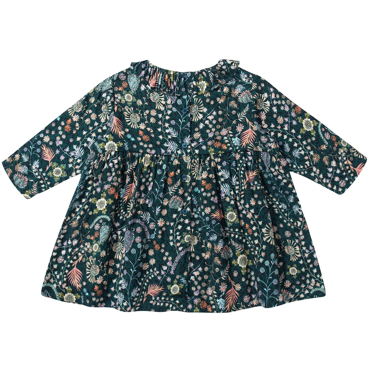 Baby Girls Dark Green Printed Dress