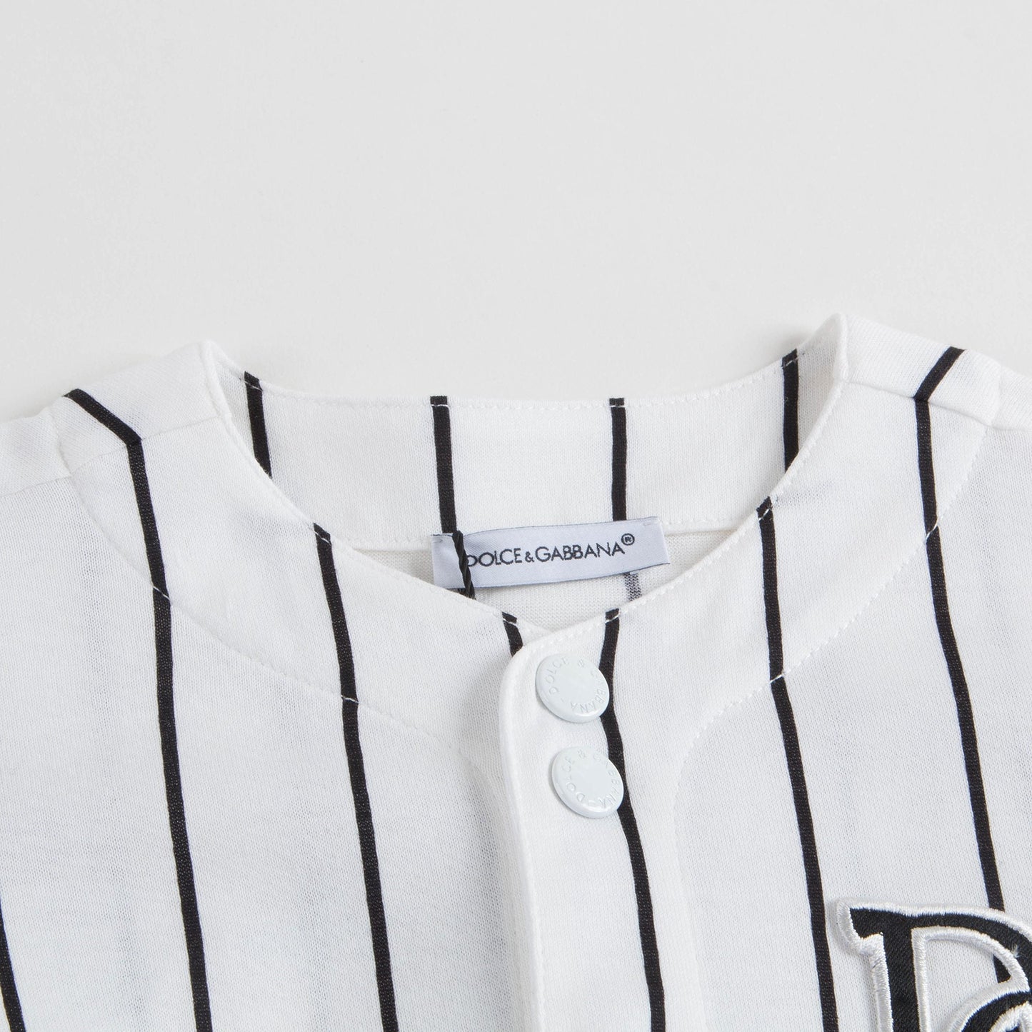 男婴白色条纹棉T恤