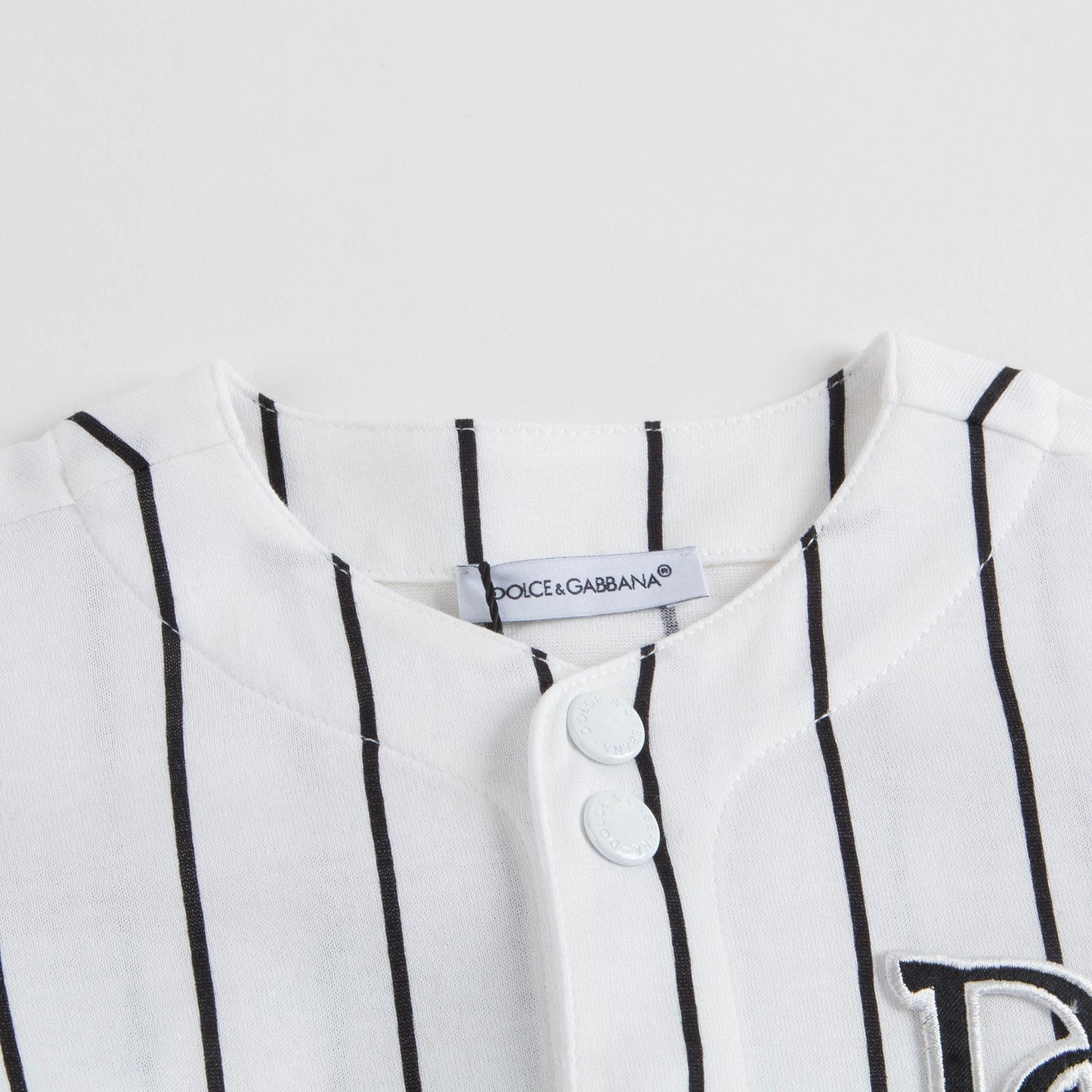 男婴白色条纹棉T恤