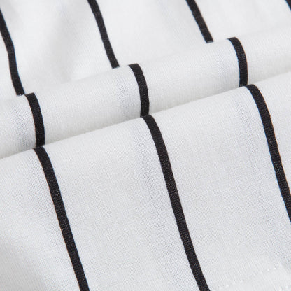 男婴白色条纹棉T恤