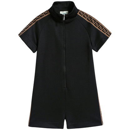 Boys & Girls Black "FF" Logo Jumpsuit