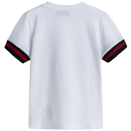 Baby Girls White Cotton Knitted Cuffs T-Shirt
