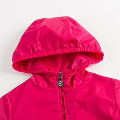 Girls Dark Pink Windbreaker Jacket With Flounces