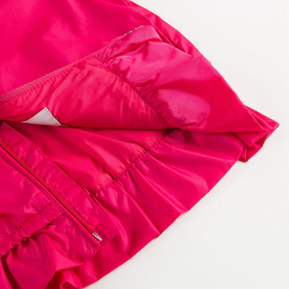 Girls Dark Pink Windbreaker Jacket With Flounces