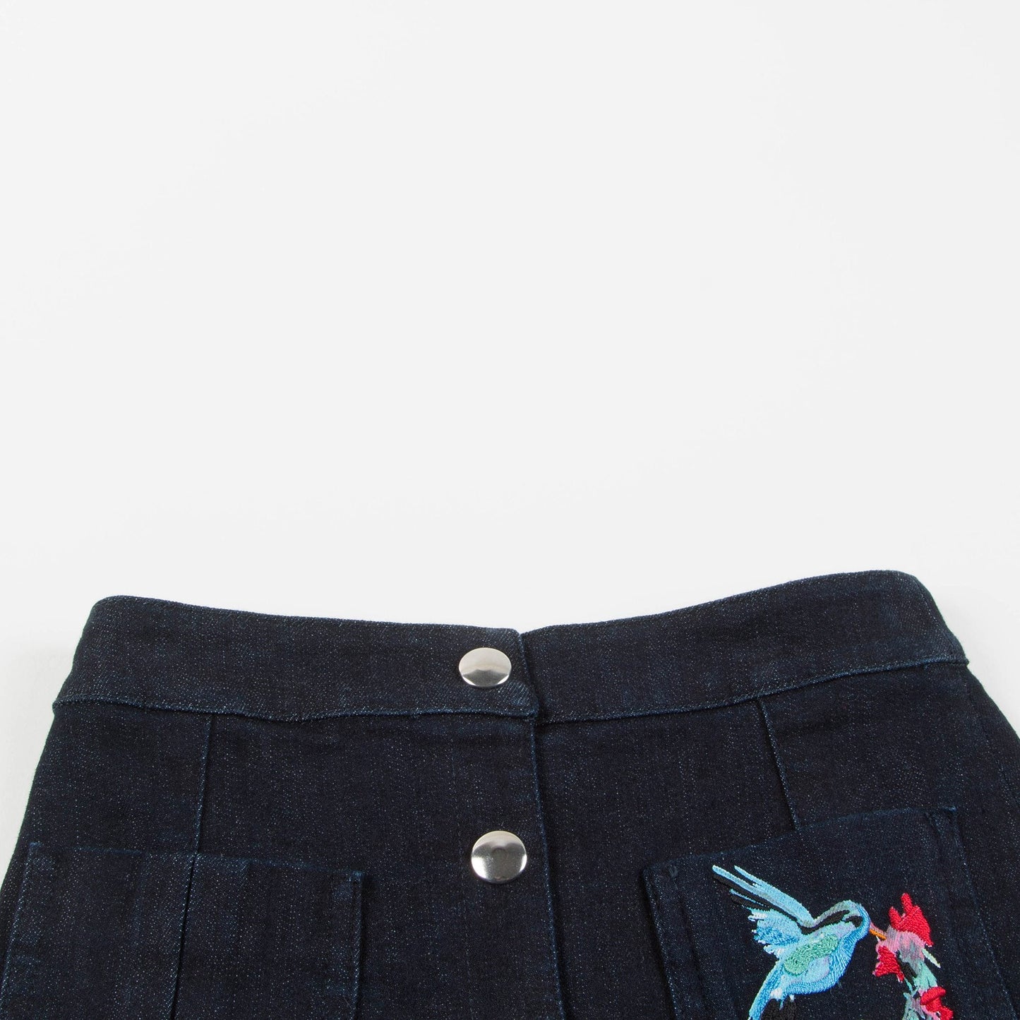 女童蓝色棉刺绣短裙