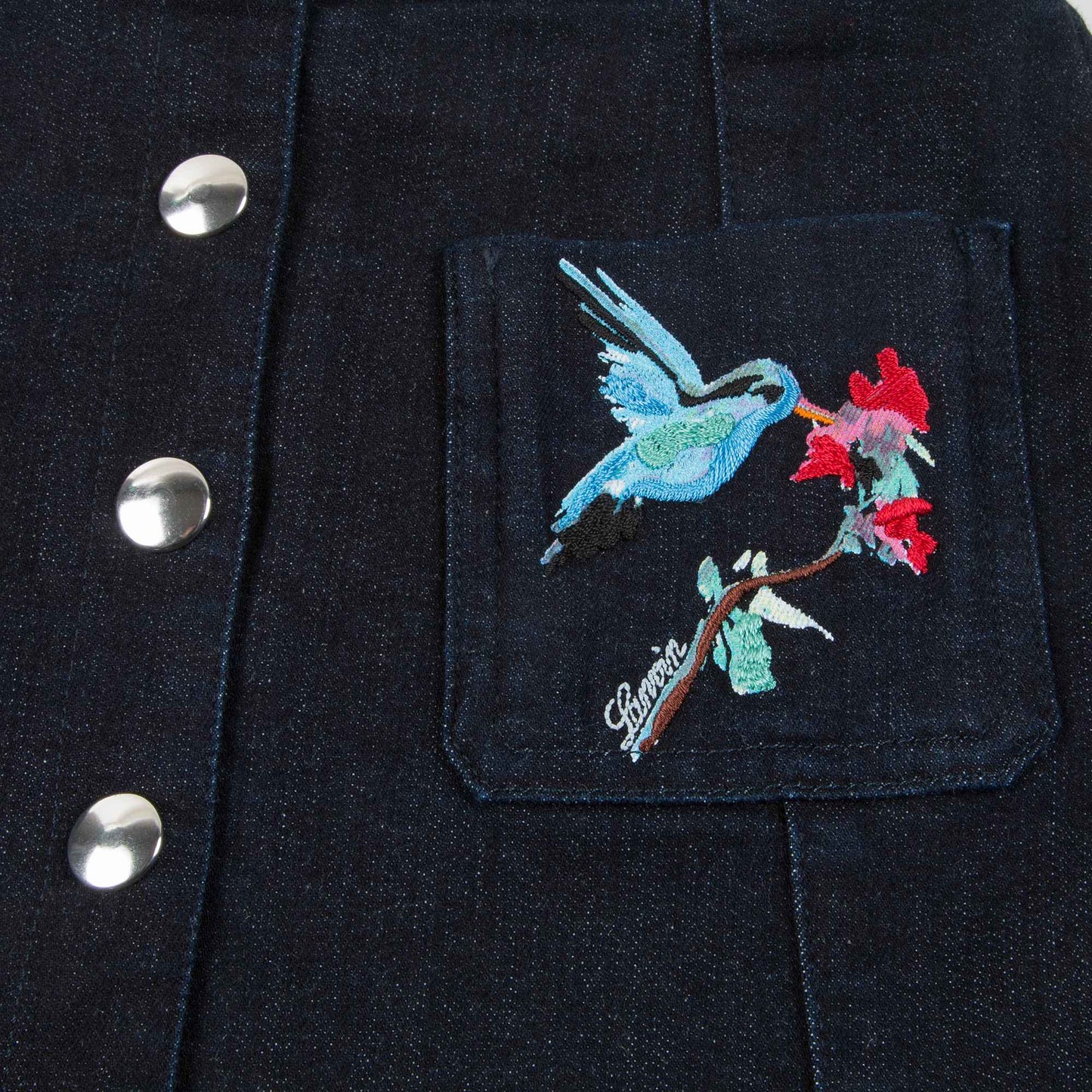 女童蓝色棉刺绣短裙