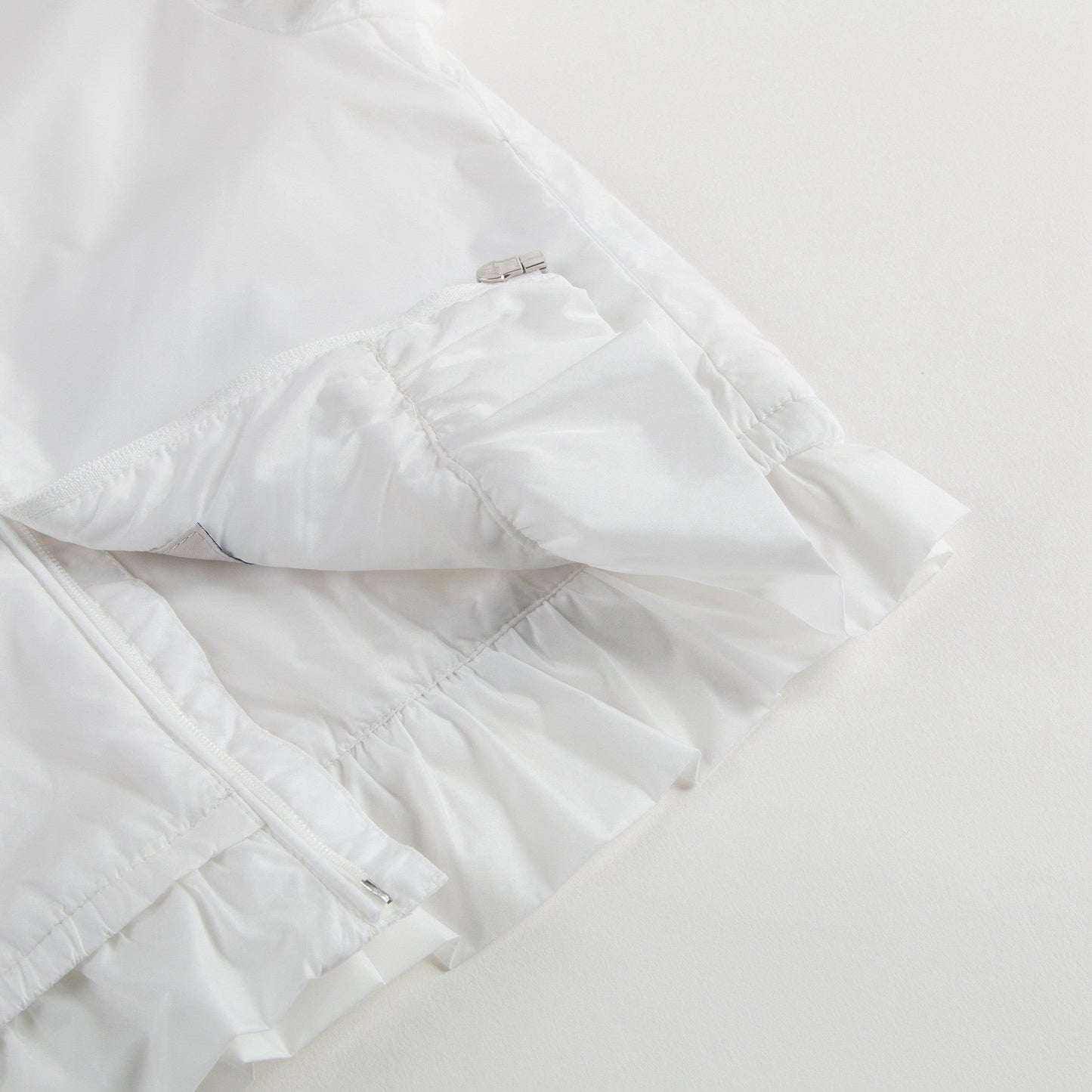 Baby Girls White Windbreaker Jacket With Flounces
