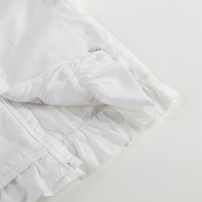 Baby Girls White Windbreaker Jacket With Flounces