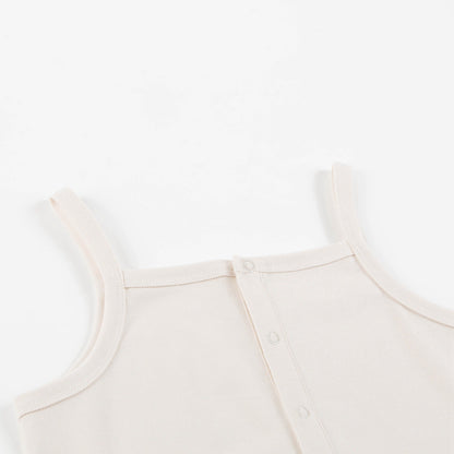 Girls Stone & Light Brick Pima Cotton Rompers