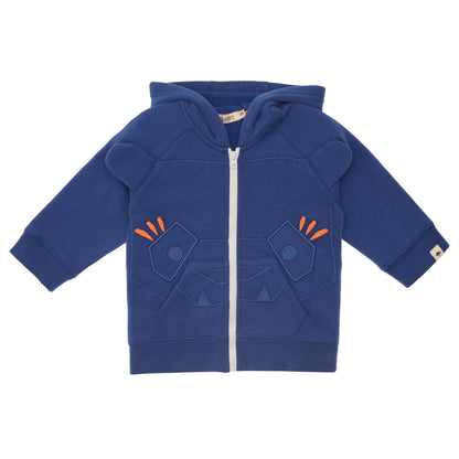 Baby Boys Wave Blue Fancy Printed Hooded Zip-Up Top