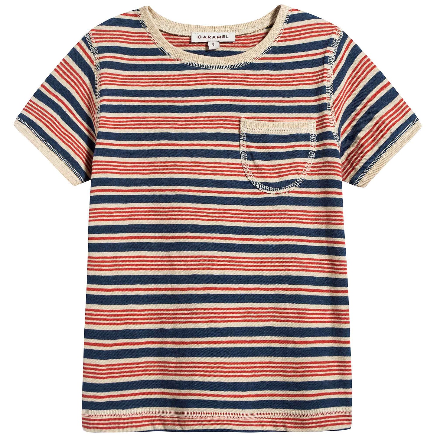 婴儿红色条纹棉T恤