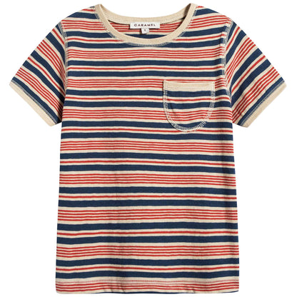 婴儿红色条纹棉T恤