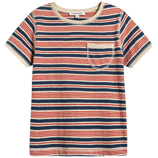 婴儿红色条纹棉T恤