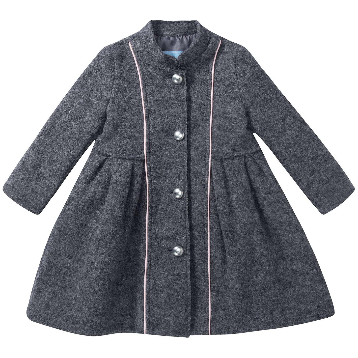 Girls Grigio & Rosa Wool  Coat