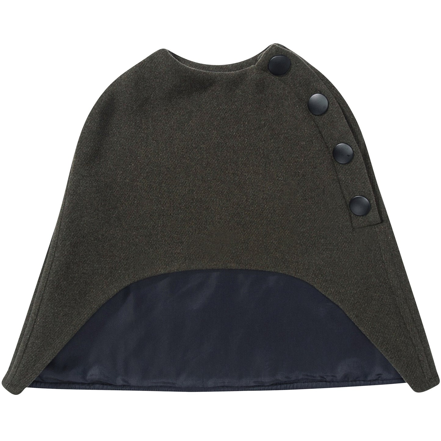 Girls Military Green Melanges Wool Jacket