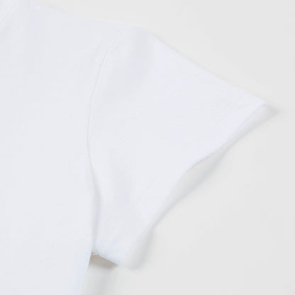Girls White "Girls Printed" Cotton T-shirt