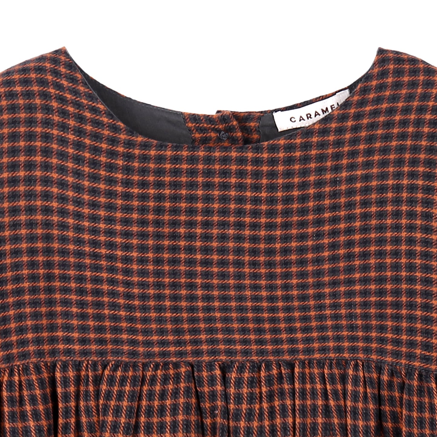 Baby Girls Orange Check Cotton Woven Dresses