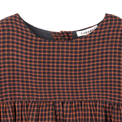 Baby Girls Orange Check Cotton Woven Dresses