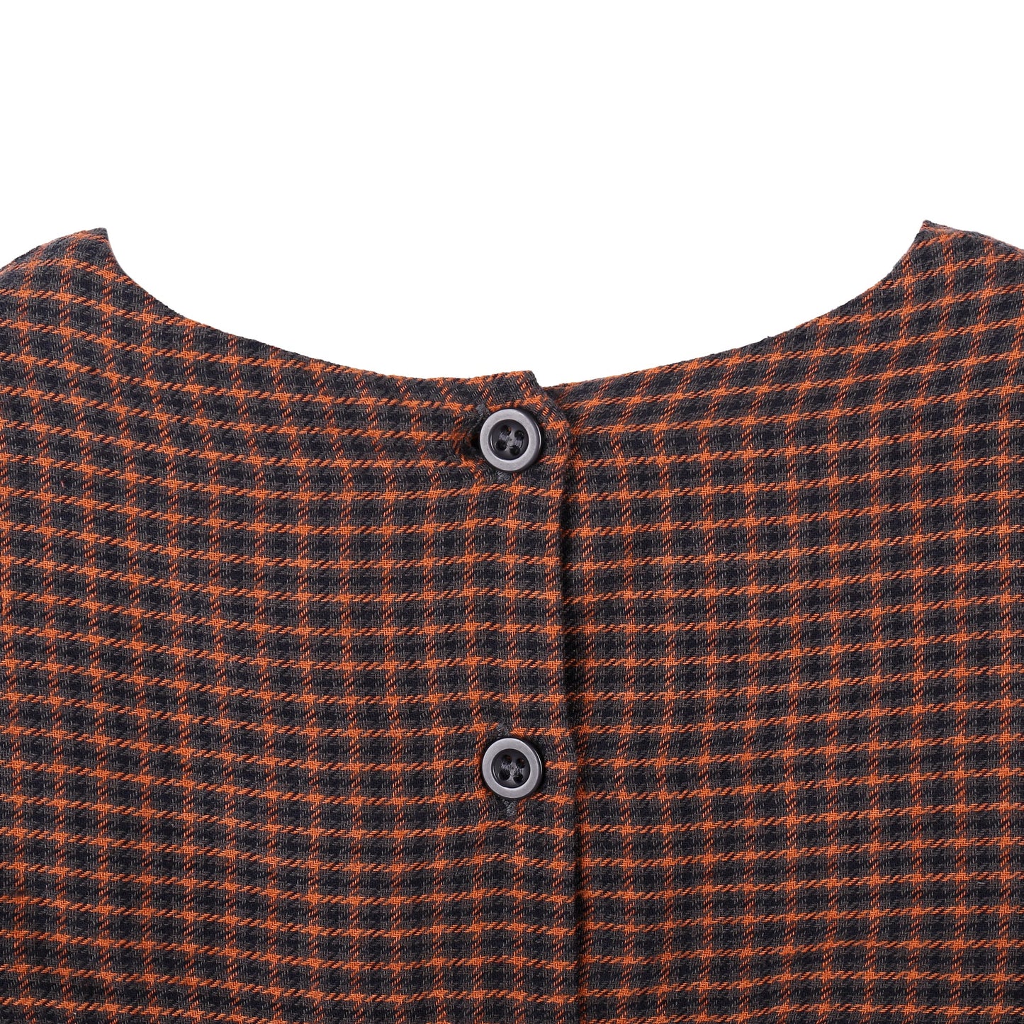 Baby Girls Orange Check Cotton Woven Dresses