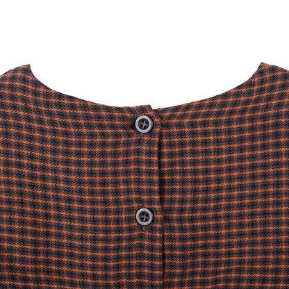 Baby Girls Orange Check Cotton Woven Dresses