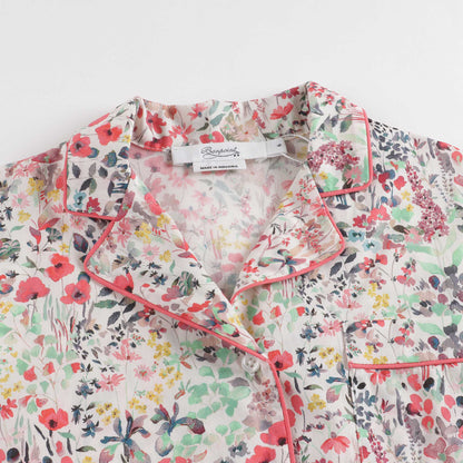 Girls Red Floral Cotton Nightwear Set