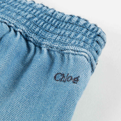 Girls Denim Blue Cotton Trousers