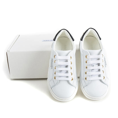 Boys & Girls White Leather Sneakers