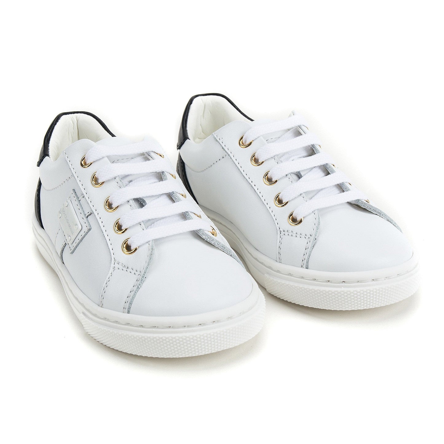 Boys & Girls White Leather Sneakers
