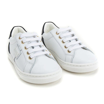 Boys & Girls White Leather Sneakers