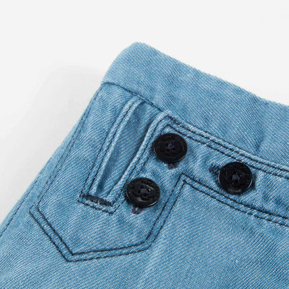 Baby Girls Denim Blue Cotton Trousers