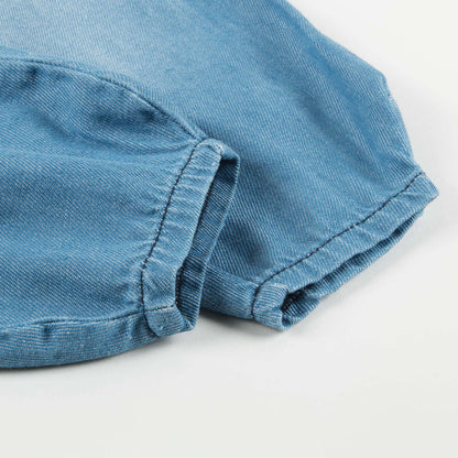 Baby Girls Denim Blue Cotton Trousers