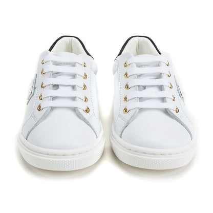 Boys & Girls White Leather Sneakers