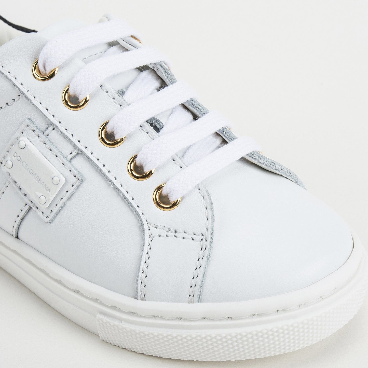 Boys & Girls White Leather Sneakers