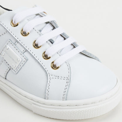 Boys & Girls White Leather Sneakers