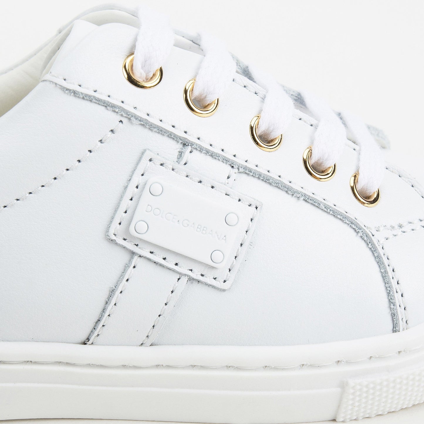 Boys & Girls White Leather Sneakers