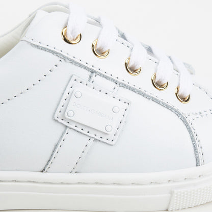 Boys & Girls White Leather Sneakers