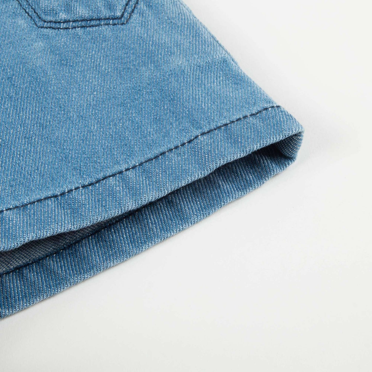 Girls Denim Blue Cotton Shorts