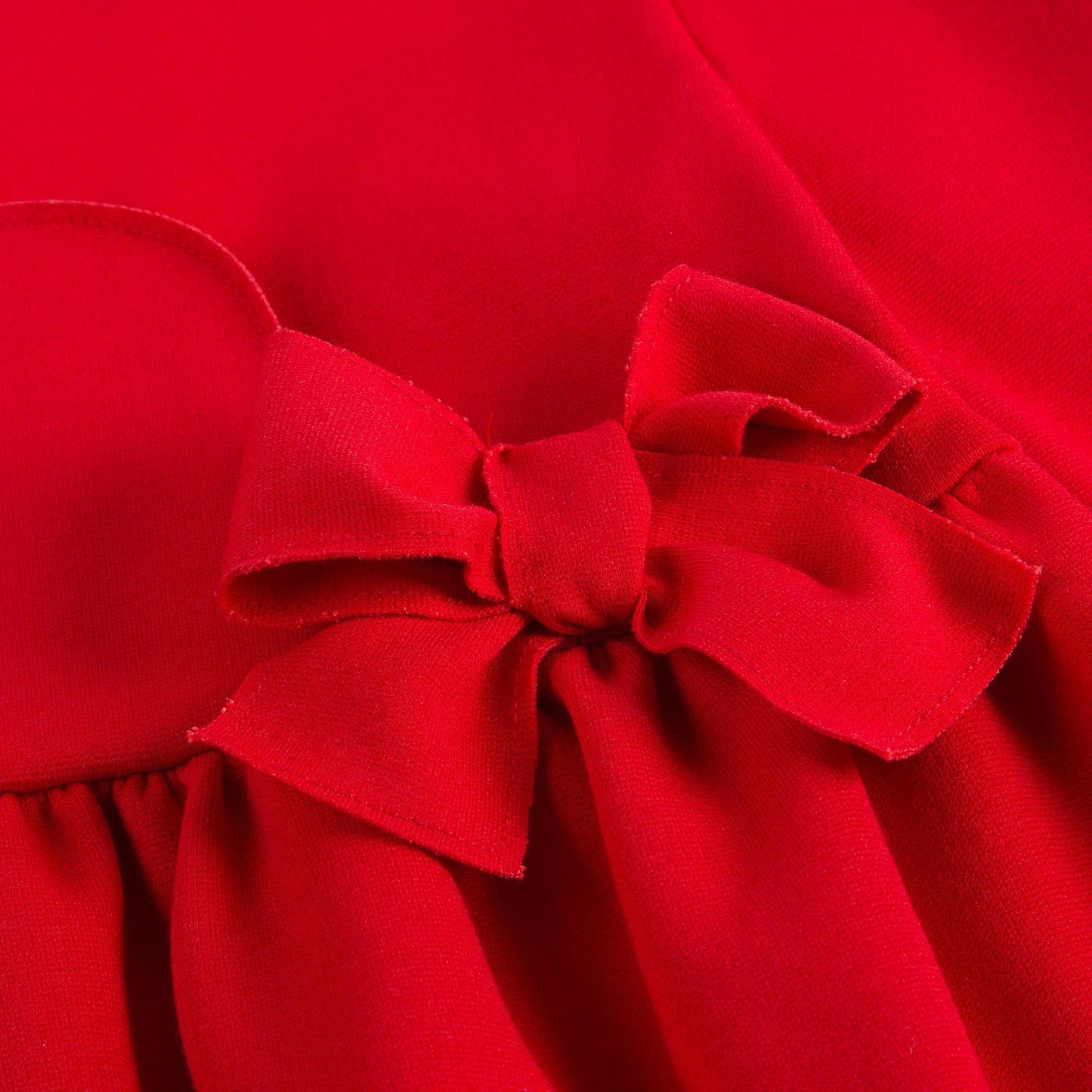 Girls Poppy Red Bow Trims Milano Dress